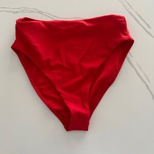 M - Solid Red High Rise Bikini Bottom